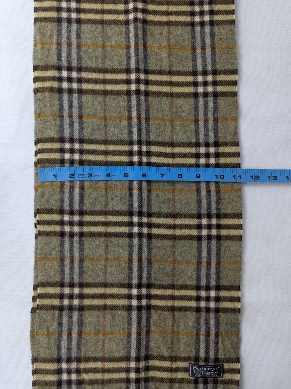 Burberry Check Green Scarf Unisex | 100% Lambswool Authentic | Used - Picture 7 of 7
